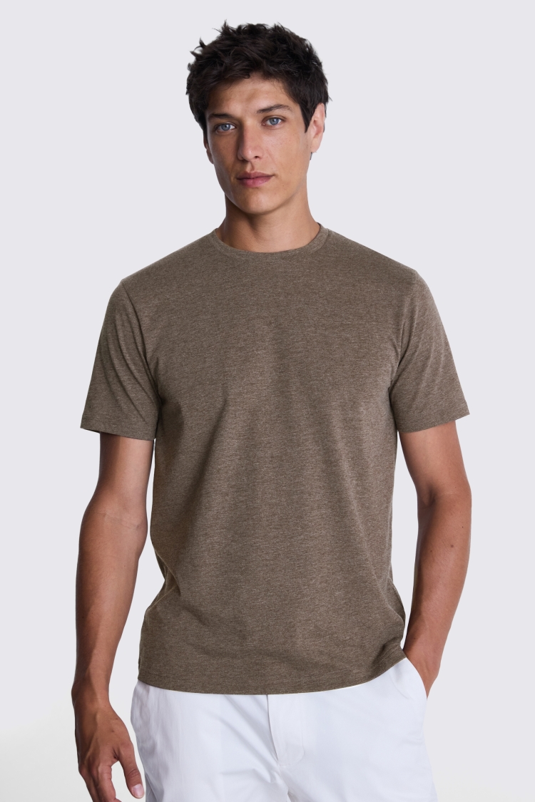 Brown Melange Crew-Neck T-Shirt